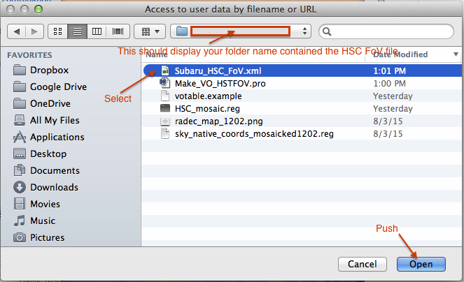 Select and Open FoV