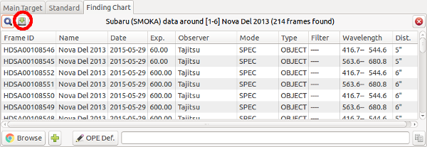 Finding Chart Database Query : Result in Finding Chart TAB