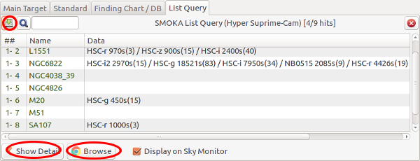 buttons in List Query TAB